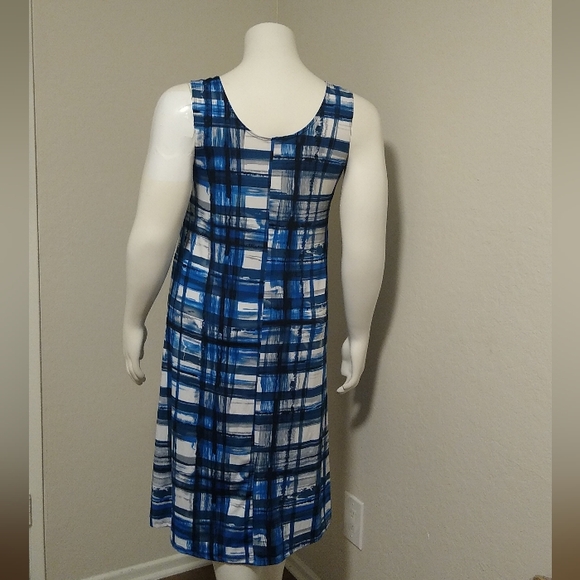 Vejaiz Designs Blue White Plaid Sleeveless Pullover Dress XL - Picture 10 of 11
